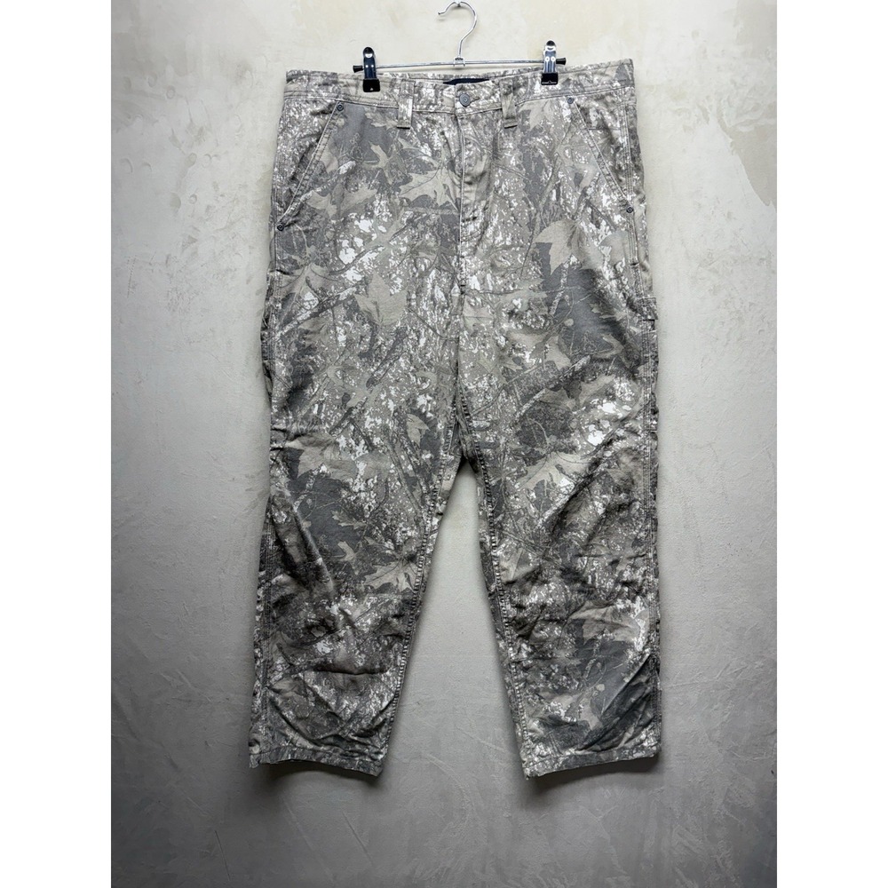 Aeropostale Baggy Camo Carpenter Pants Mens 38 XL Grey Canvas Utility Workwear